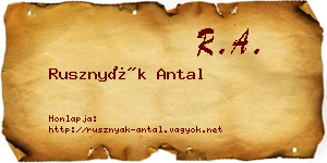 Rusznyák Antal névjegykártya